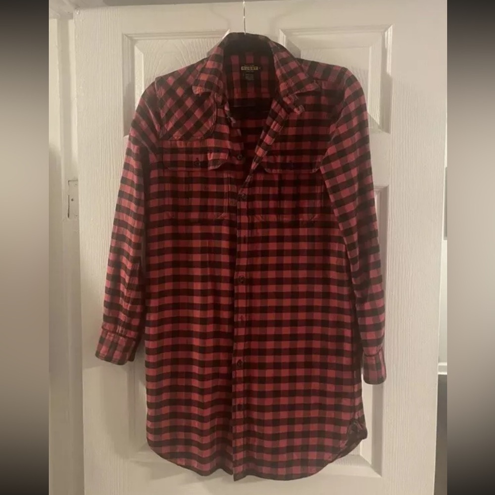 Polo Ralph Lauren Rugby Shirt Dress Flannel Tartan Plaid Cotton Womens S